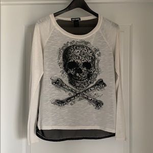 HOT TOPIC SKULL TOP SHEER BACK GU SZ XL PUNK ROCK